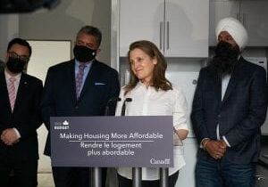 Canadian Deputy Prime Minister and Minister of Finance, Chrystia Freeland, speaks to the importance of addressing the affordable housing crisis. Credit: Nomodic and Martin Knowles Photo/Media
