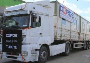 DORCE truck delivering much needed disaster-relief following the February 2023 earthquake in Turkey